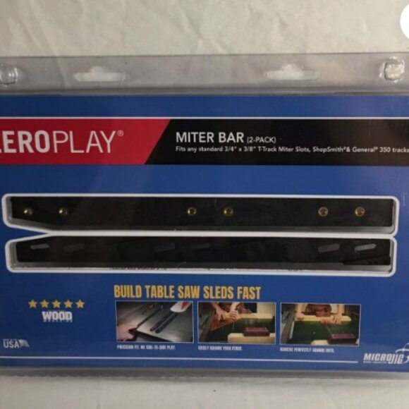 Zeroplay miter bar 2 pack 3/4 x 3/8" t=track miter slots shopsmith & general 350 - Picture 4 of 5